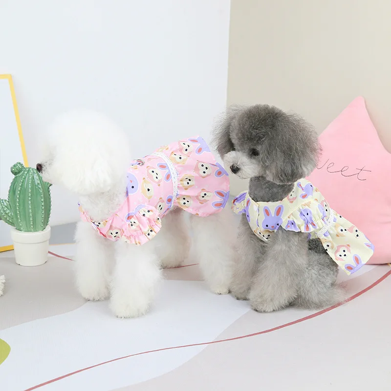 

Pet Supplies Spring Summer Puppy Clothes Cartoon Petal Skirt Teddy Bomei Princess Cotton Dog Dress Two Feet