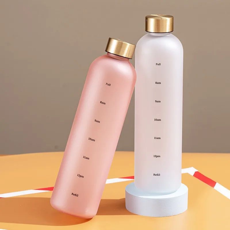 

1L Large Capacity Sports Water Bottle Plastic Water Cup with Time Mark Bottle 32 OZ Inspirational Fitness Sports Outdoor Travel