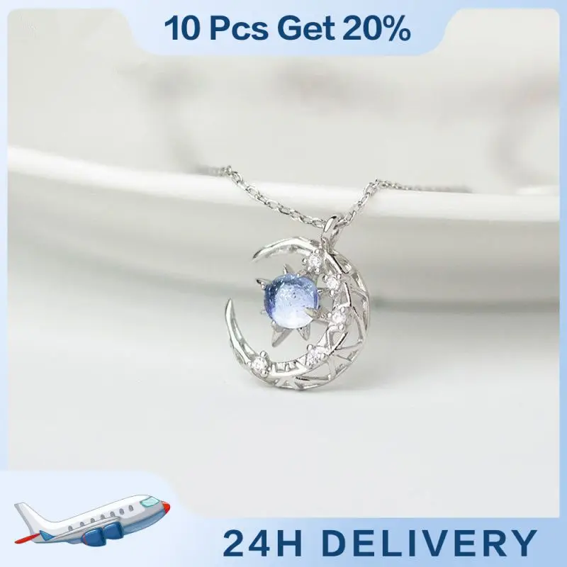 

Dream Star And Moon Necklace Charm Necklace Delicate Clavicle Stars Rhinestone Chain Necklace Wedding Party Jewelry Gift