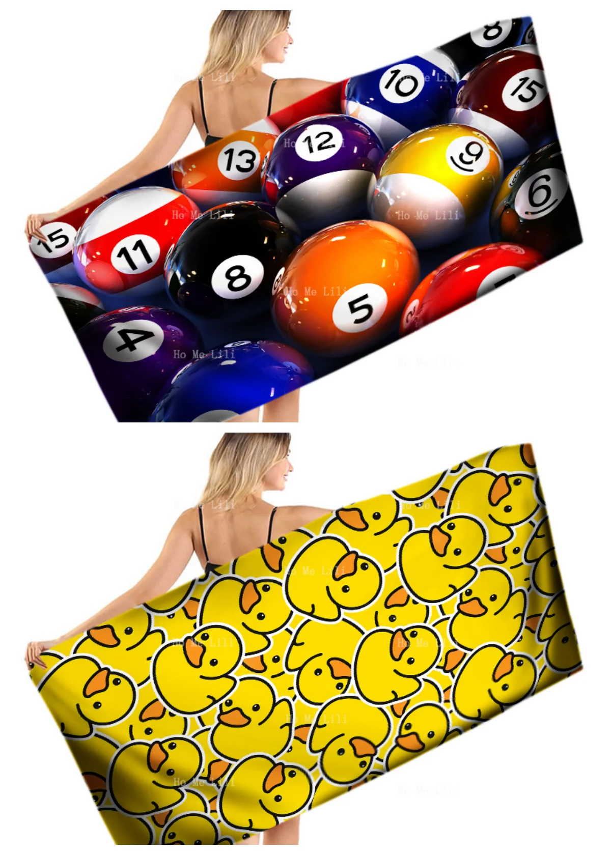 Colorful Stereosphere Billiards And A Flock Of Cute Little Yellow Ducks Quick Drying Towel
