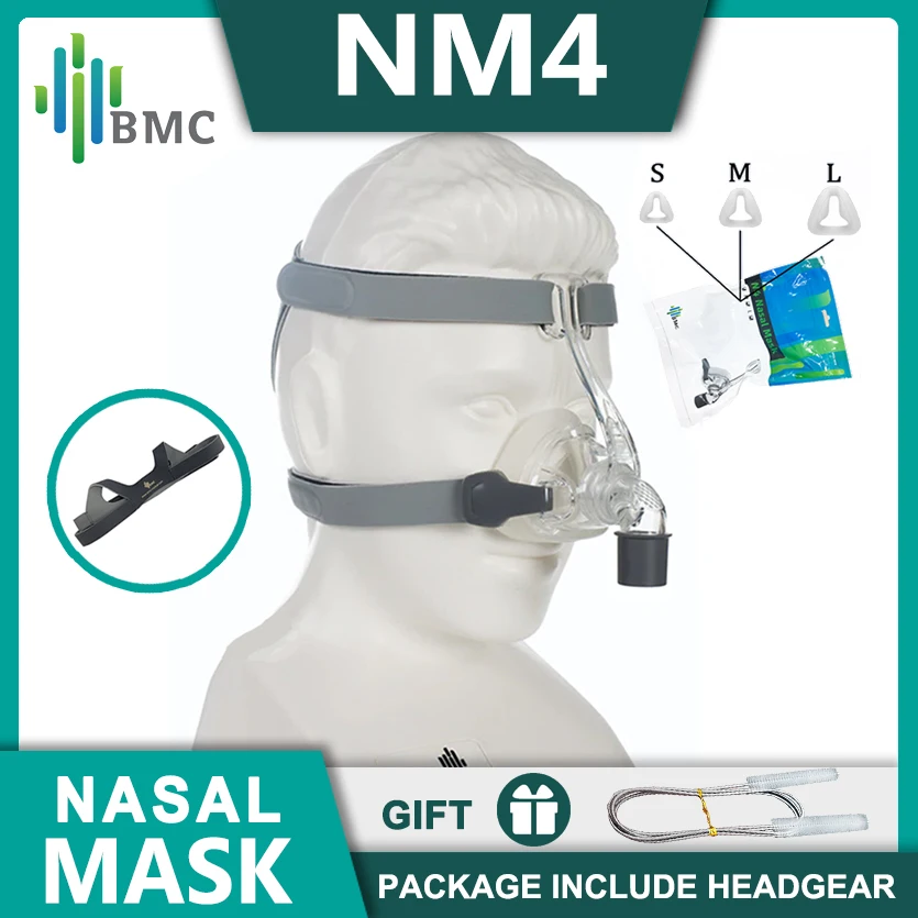 

BMC NM4-S/M/L Nasal Mask CPAP Mask Anti Snoring Sleep Apnea With Headgear Suitable for CPAP BiPAP Machine 22mm Diameter