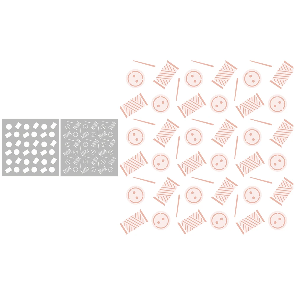 

MangoCraft 2PCs Sewing Buttons Fabric Pins Plastic Stencils For Decor DIY Scrapbooking Supplies Stencil For Cards Background