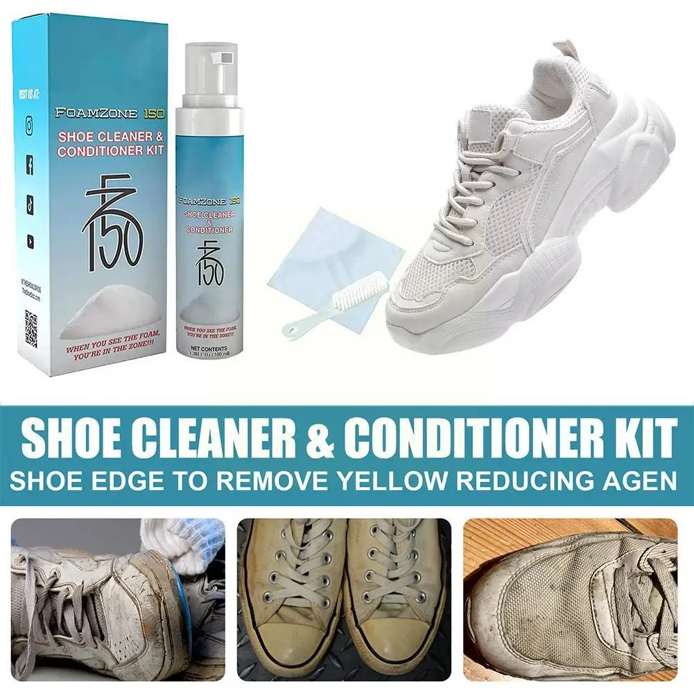 

100ml White Shoes Cleaner Whitening Cleansing Gel For Shoe Brush Shoe Sneakers Shoes Cleaning With Brush Tape Cleansing Was X2g5