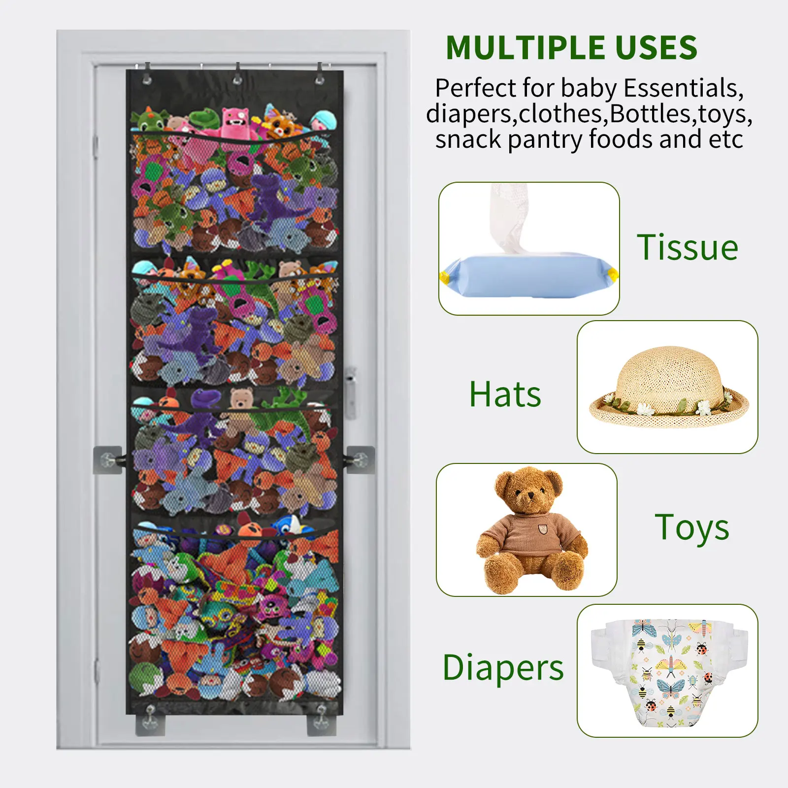 

Мягкие животные хранение дышащие Карманы над дверью органайзер для заполнения мягкие животные Детские игрушки Детские аксессуары 159x48cm