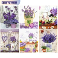 gatyztory diamond embroidery 5d set flower home diamond mosaic painting purple landscape handicraft bedroom decoration