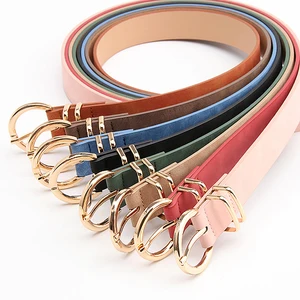 Fashion Women Girls Leather Belts Simple Metal Round Buckle Female Pin Belts For Women Fashion Jeans Clothes Accessories New