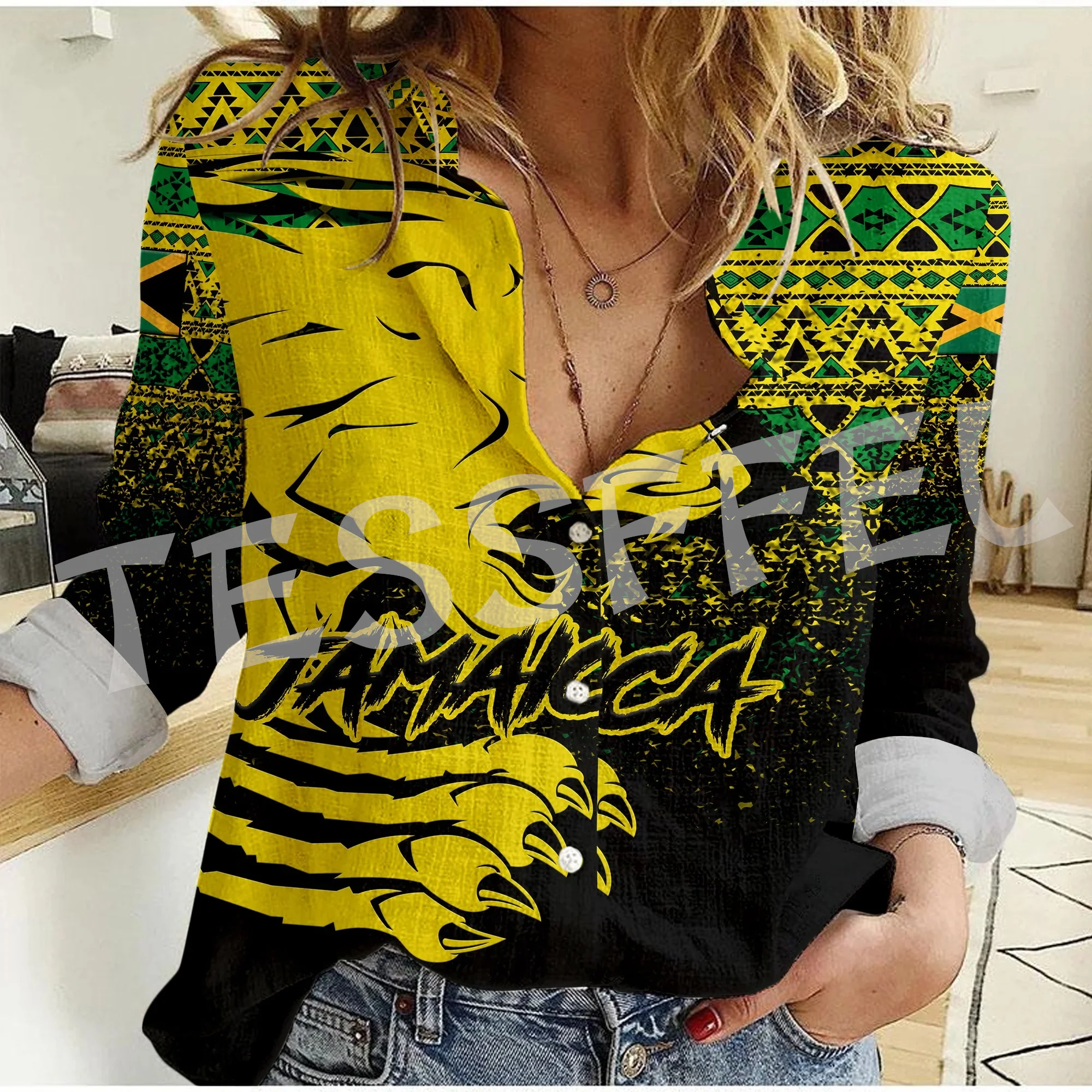 Новинка модная женская рубашка в стиле ретро с принтом &quotЛев&quot &quotтату&quot