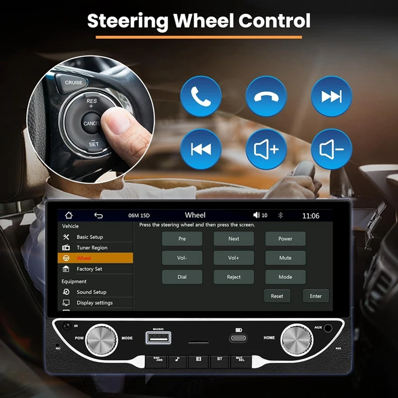 Беспроводная автомобильная стереосистема 2 Din Carplay Android Auto 6 86-дюймовое