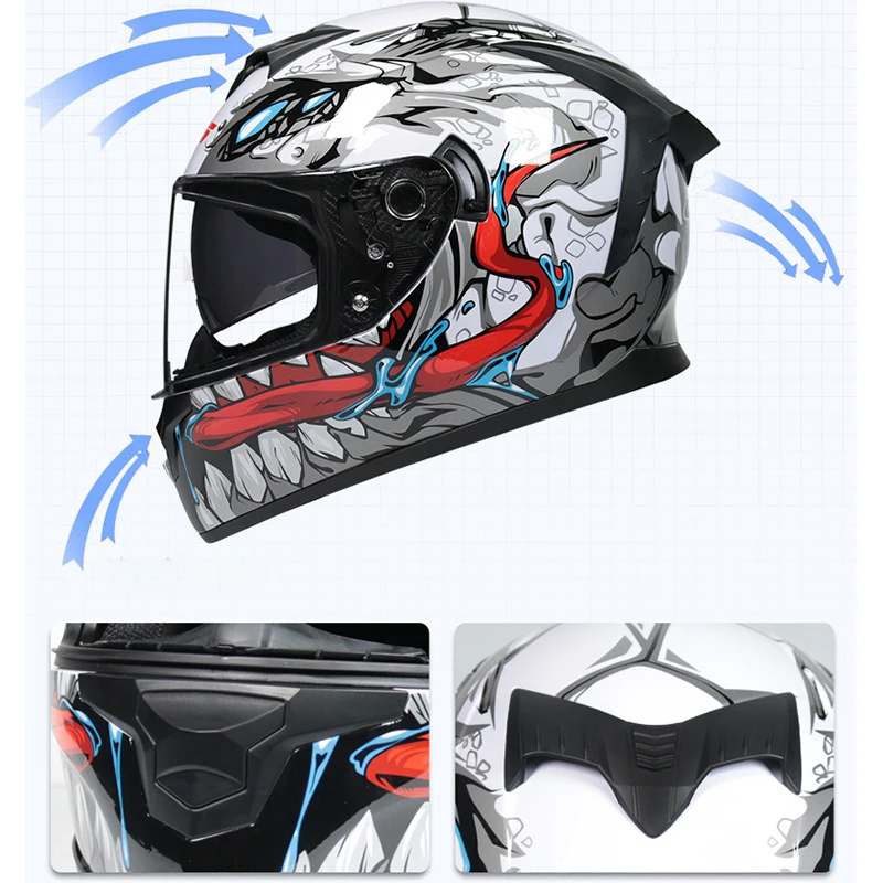 2022 New Full Face Motorcycle Helmet Dual Shield With Removable Washable Inner Lining Racing Moto Helmet Capacete De Moto enlarge