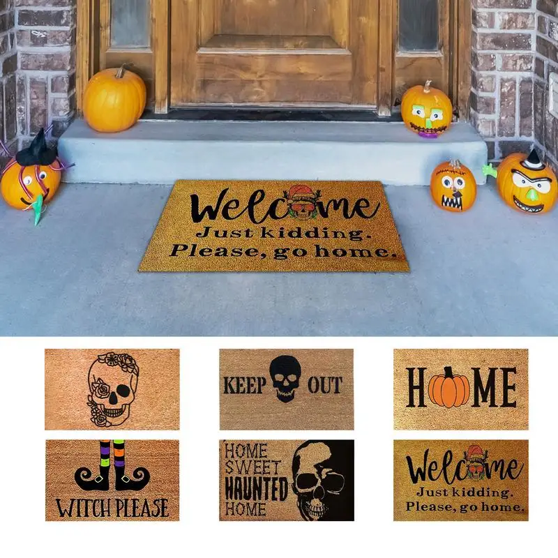 

Halloween Outdoor Entryway Coir Mat Children's Bedroom Floor Mats 15.7 X 23.6 Inch Polyester Skull Rug Mat for home decor