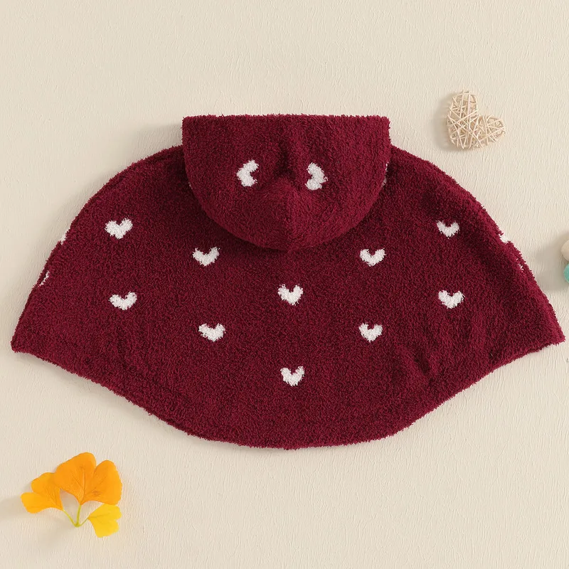RUEWEY От 0 до 2 лет зимние пончо для маленьких девочек с капюшоном и узором в виде