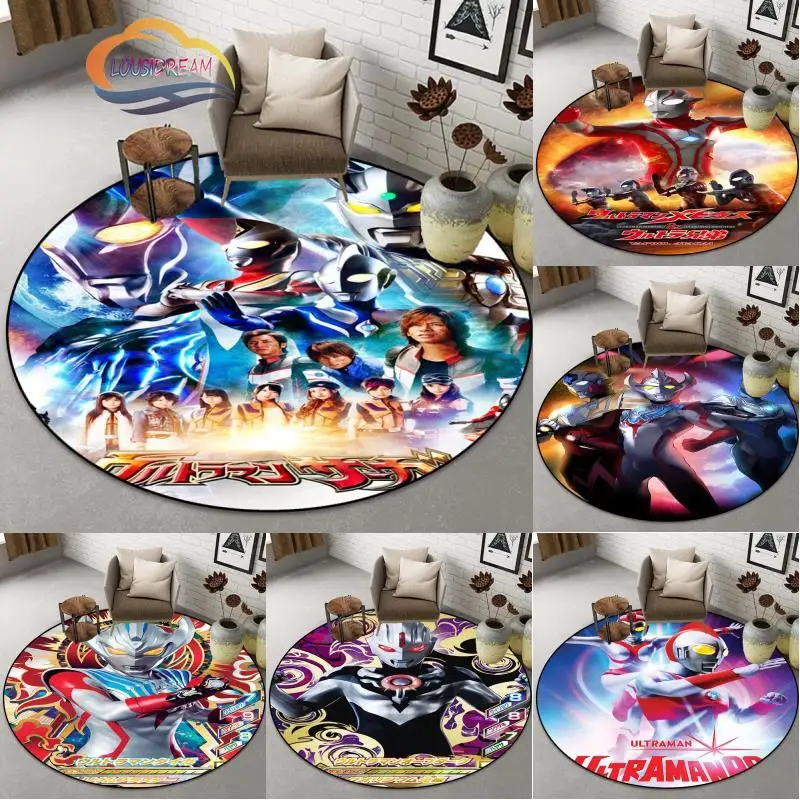 

Animation Ultraman Series Pattern Round Carpet Turn Into A Hero Ultraman Children's Carpet ウルトラマン Rug Universal Hero Altman Rug