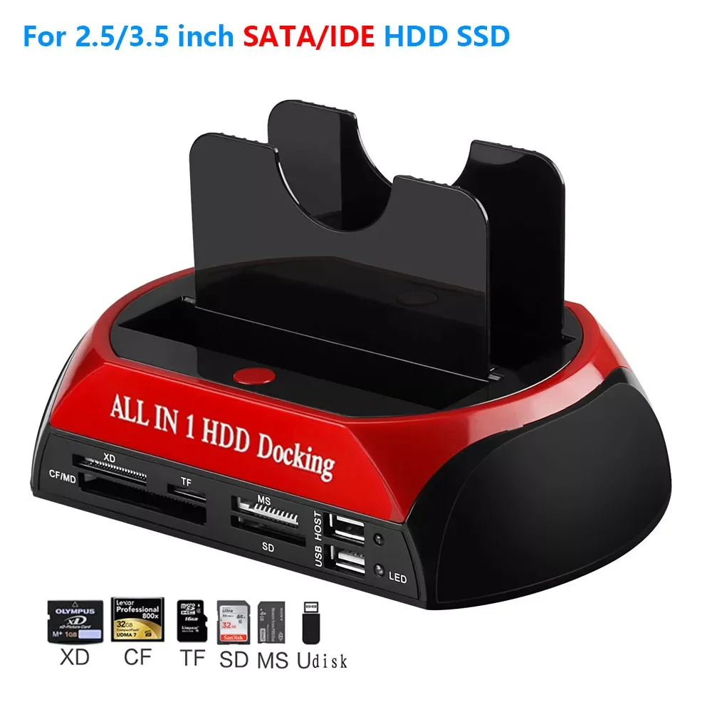 

Hard Drive Docking Station USB to 2.5 3.5 Inch SATA IDE Dual Slots External Enclosure For 2.5" 3.5" IDE SATA I/II/III