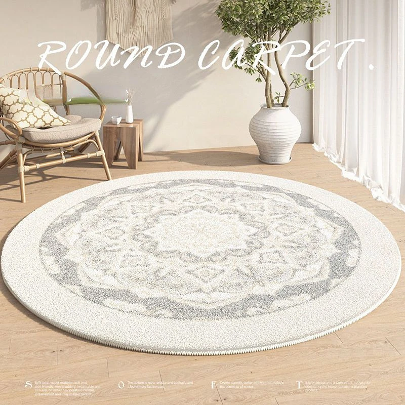 

Persian Striped Fluffy Round Carpets Living Room Sofas Large Area Rugs Bedroom Decor Thickened Bedside Floor Mats Bay Window Mat