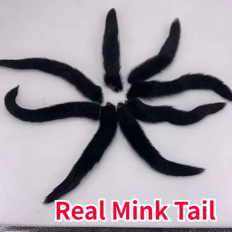 

Real Mink Tail DIY Car Keychain Clothing Jewelry Fur Fabric Fluffy Handmade Materials Gift