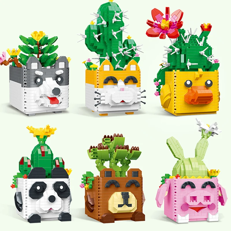 Цветок искусственное растение суккуленты здания блоки садовая растительность