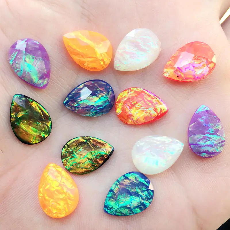 

150 шт. 10*14 мм кристалл AB Стразы с плоским основанием стразы на кристаллах камни КАПЛЕВИДНАЯ Смола Стразы для DIY одежды ремесла-B94*5