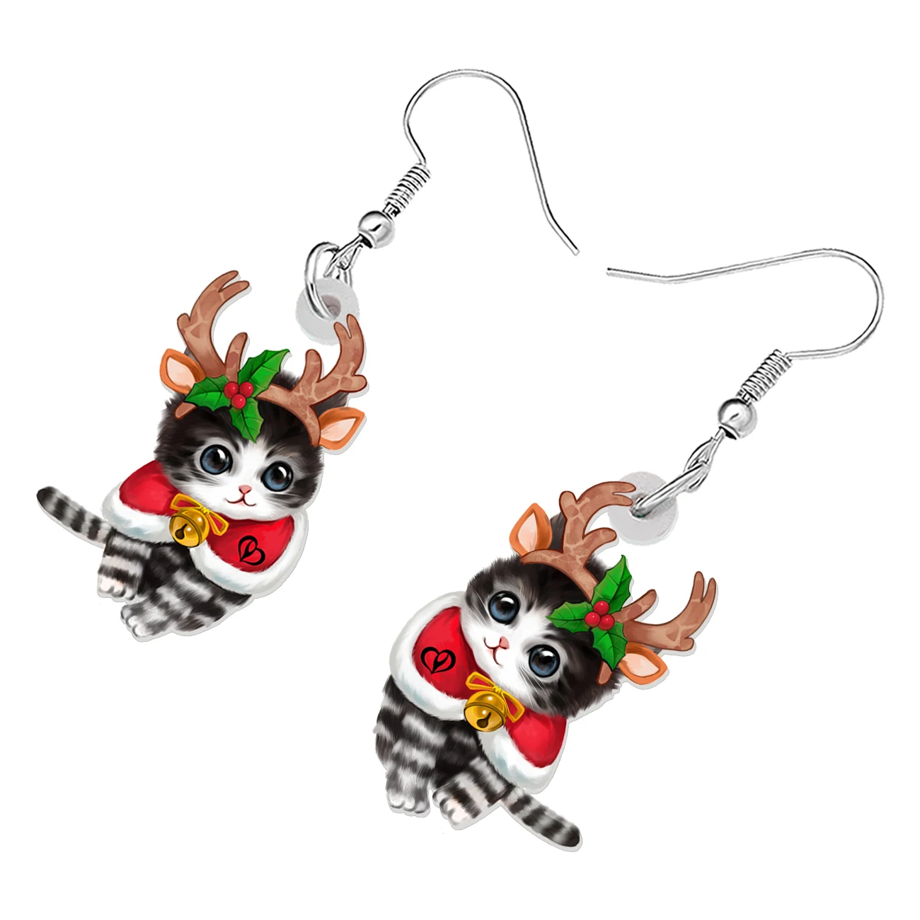 BONSNY рождественские украшения акриловые висячие серьги в виде милых рогов котят