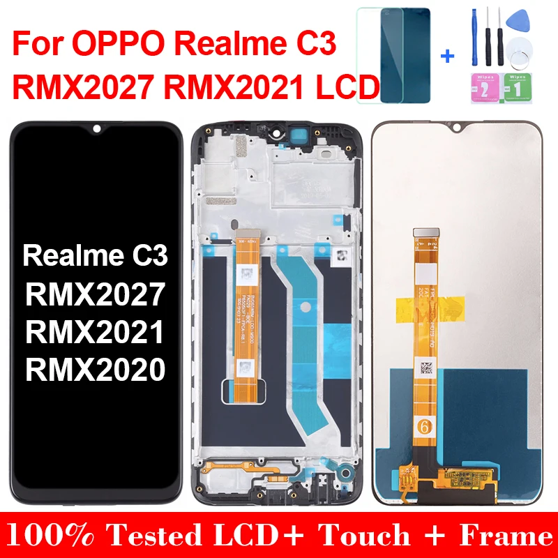 

6.5''Original LCD For OPPO Realme C3 RMX2027 RMX2021 RMX2020 Display Touch Screen Digitizer Replacement Realme C3 Screen дисплей