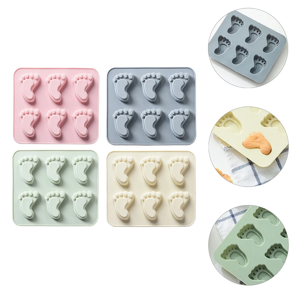 

4 Pcs Footprint Baking Mold Silicone Ice Cream Chocolate Shape Mould Cake Silica Gel Child