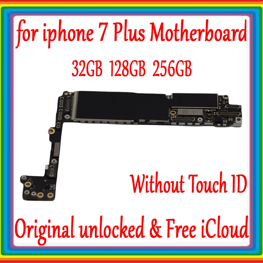 100% Tested For iphone 7 Plus 5.5inch Motherboard 32GB 128GB 256GB Original unlocked For iphone 7P logic board With/No Touch ID