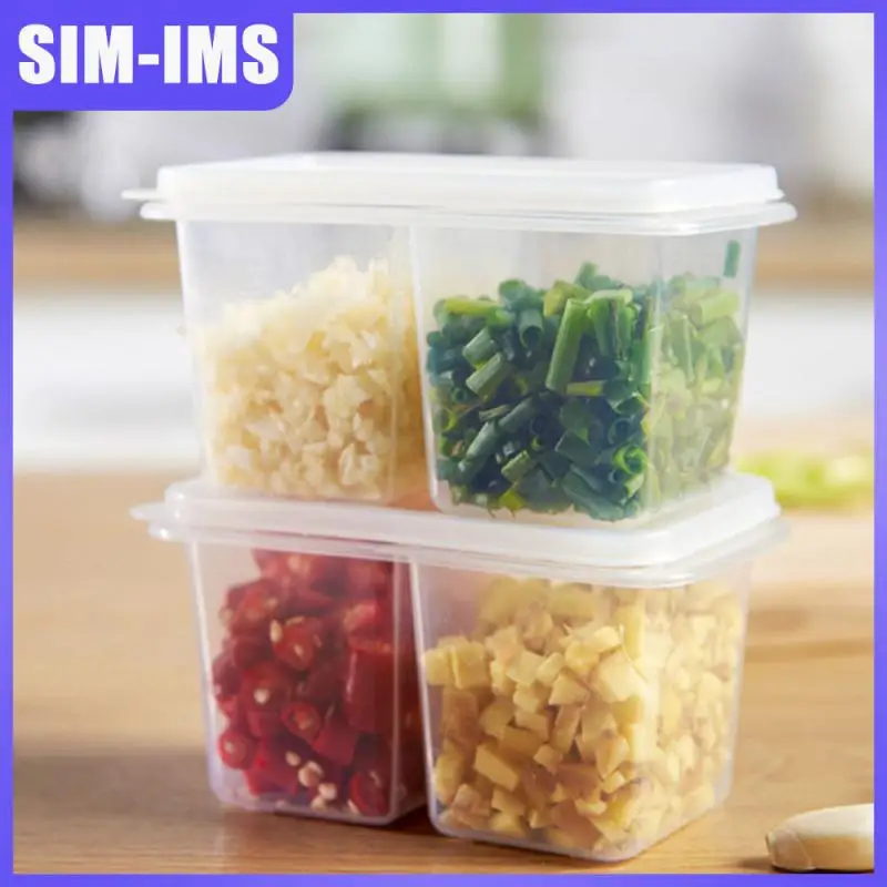 

2Pcs/Set Refrigerator Food Storage Containers With Lid Kitchen Separate Freezer Seal Box For Scallion Garlic Plastic Containers