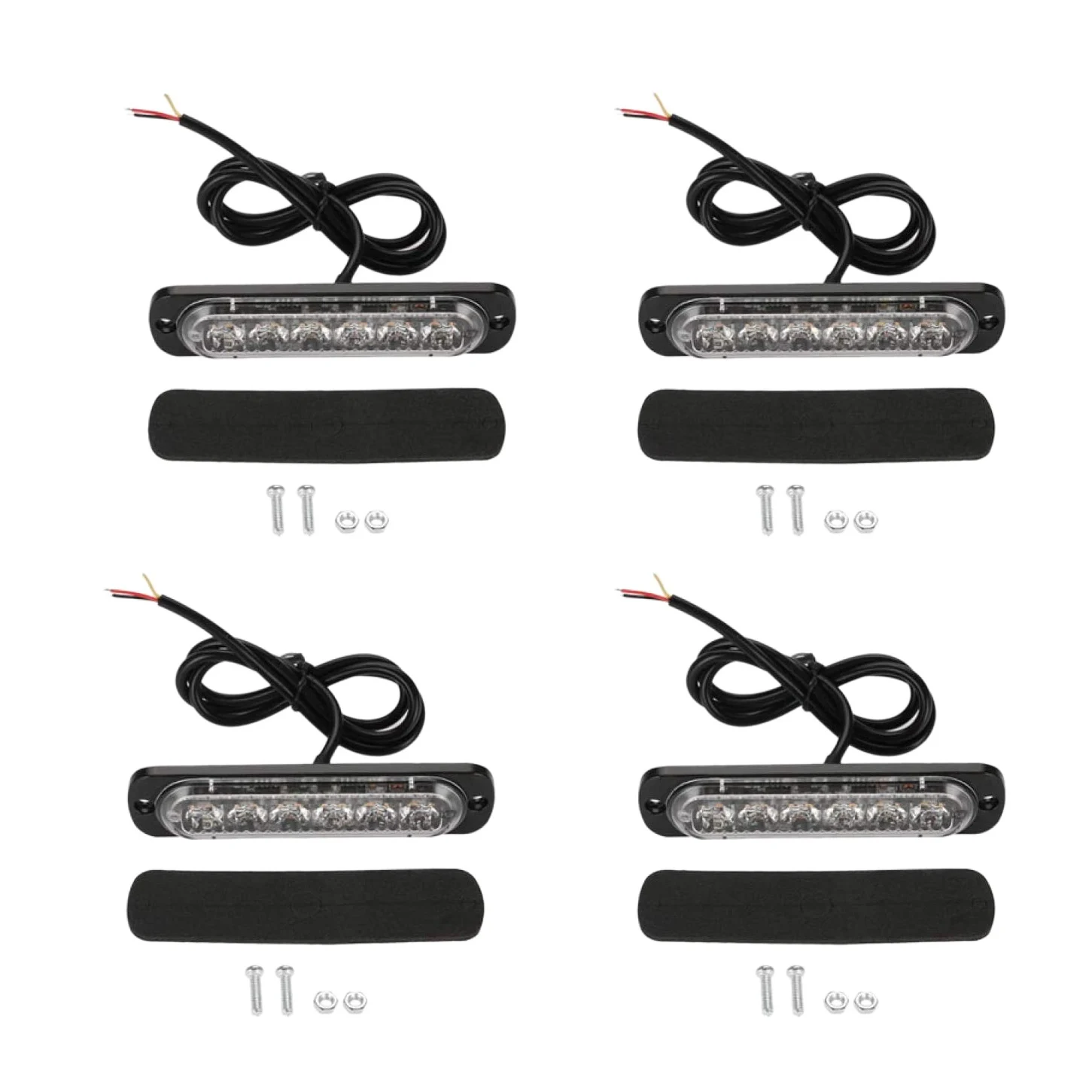 

4PCS Universal Super Thin 6LED Car 12-24V Truck Warning Caution Emergency Construction Flashing Strobe Light Bar(Blue)