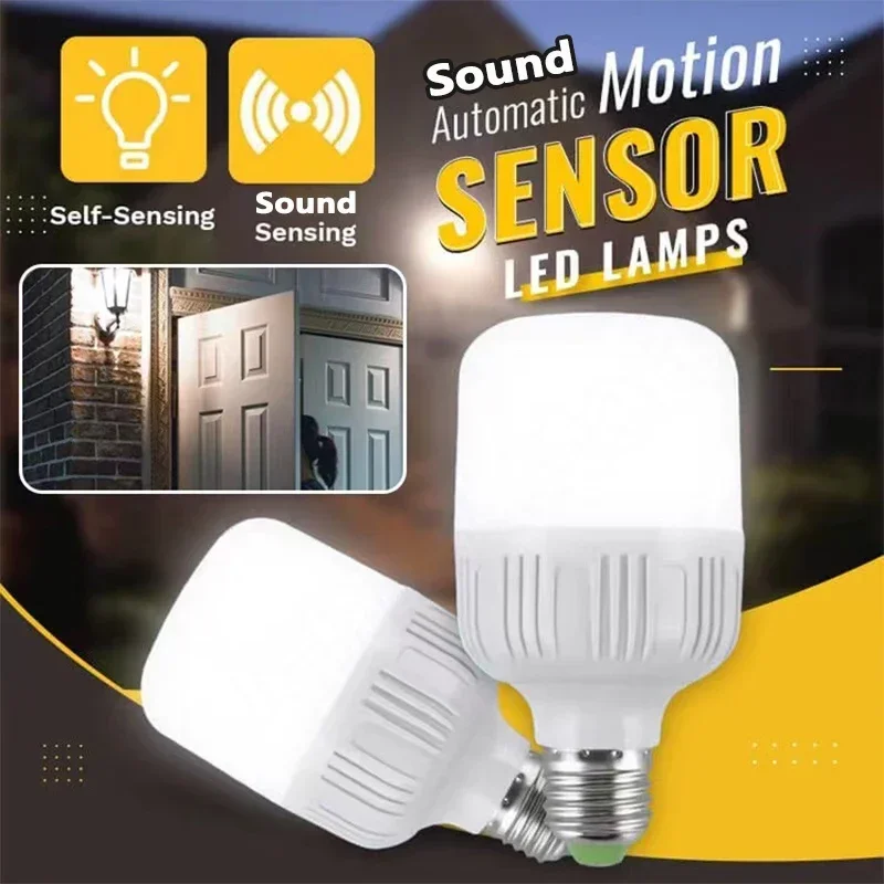 

Sound Motion Sensor LED Bulb Voice Light Control Garage Lamp E26/27 Cold White For Stair Pathway Warehouse Graden 85-265V