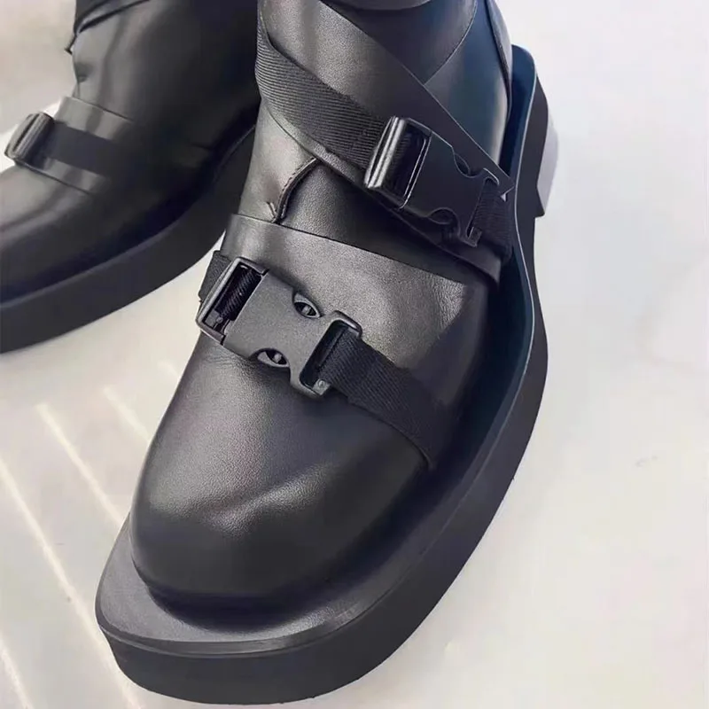 Black Retro Boots Women New Winter Round Toe Thick Bottom Fashion Ankle Boots Punk Chunky Heel All-Match Short Boots