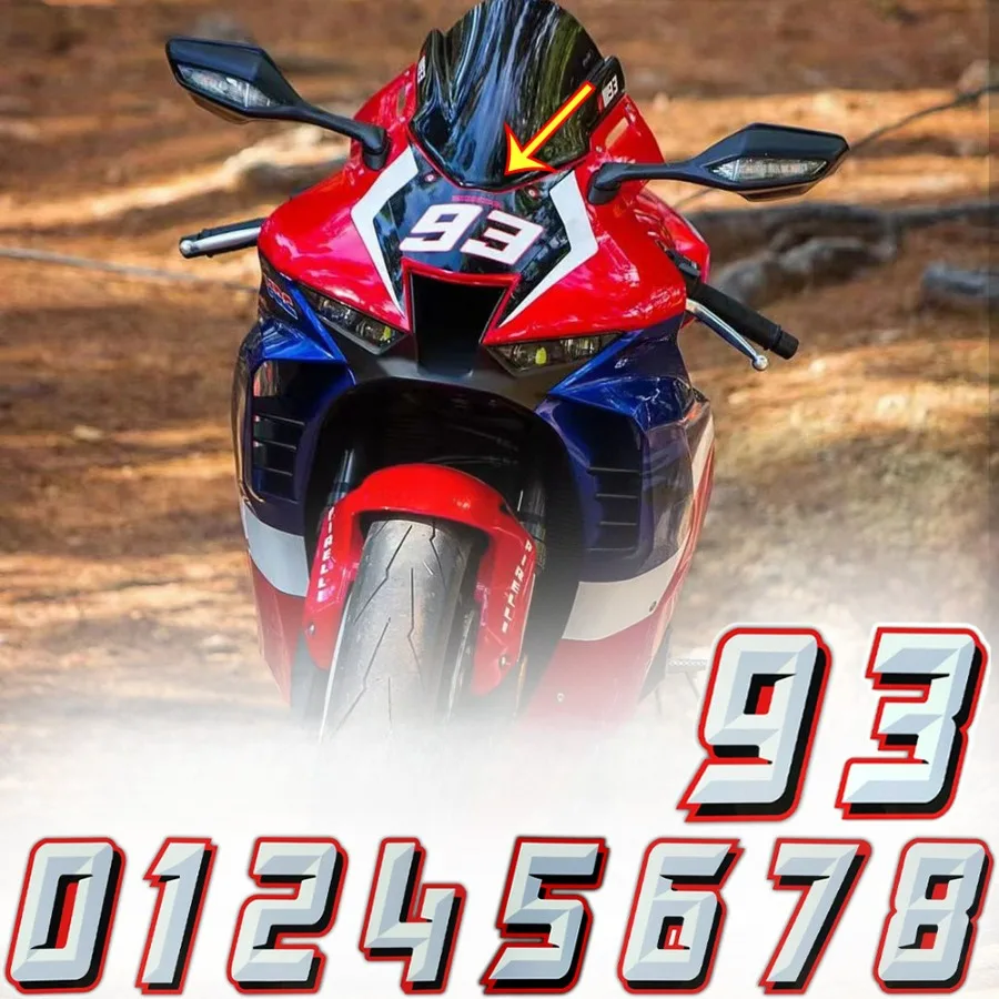 

Motorcycle 0-9 Number Reflective Sticker for MotoGP Ducati Honda Yamaha Suzuki Aprilia Helmet Tailgate Windscreen Digit Decal