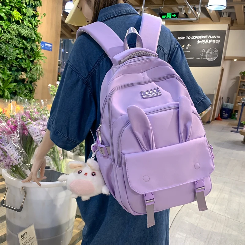 

Girls Cartoon Backpack Cute Schoolbag Rabbit Multipocket Backpack Sweet Daypack