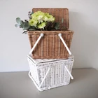 Корзина для хранения из ротанга, портативная Корзина для пикника, сумка для хранения, органайзер для фруктов и хлеба, органайзер для косметики, украшение для дома и рабочего стола