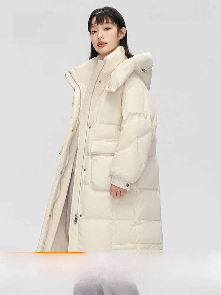 Snow Flng 2024 зимняя простая утолщенная морозостойкая свободная куртка выше колена