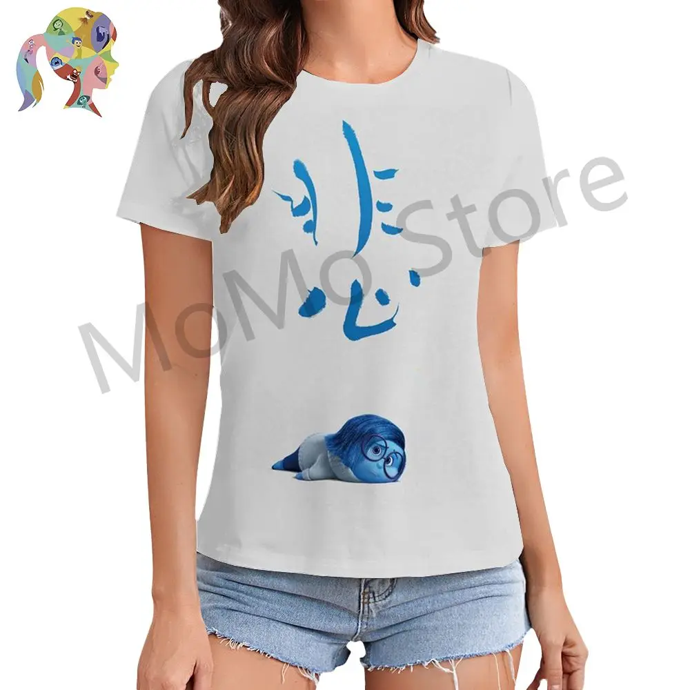 Disney Inside Out Kawaii Women's T-shirt Lovely O Neck Summer Y2k Streetwear Cheap Clothes Leisure Tops New 2024 XS-3XL 3D Print
