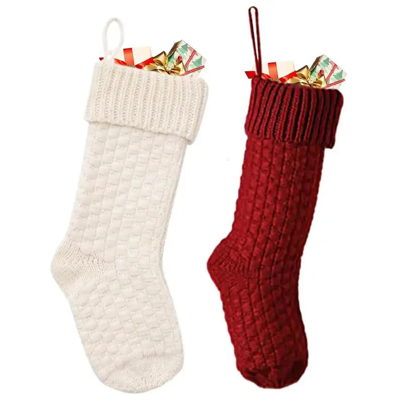 

Рождественские чулки большого размера, вязаные носки, подарочные пакеты, рождественские украшения для дома, подвесные украшения для рождественской елки