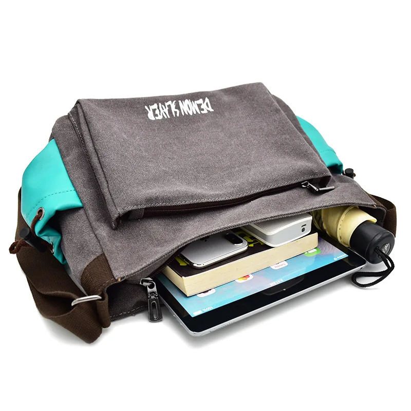 Anime Crossbody Bag for men Demon Slayer Kimetsu No Yaiba Bags Agatsuma Zenitsu Kamado Nezu School Bags Canvas Laptop Bag