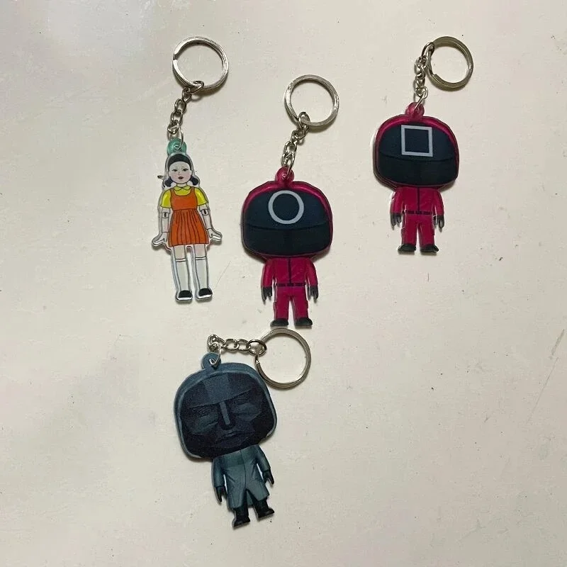 

Acrylic Keychain Anime Periphery Squid Game Big Escape Wooden Man Ponkan Sugar New Film Pendant Keychain For Car Keys