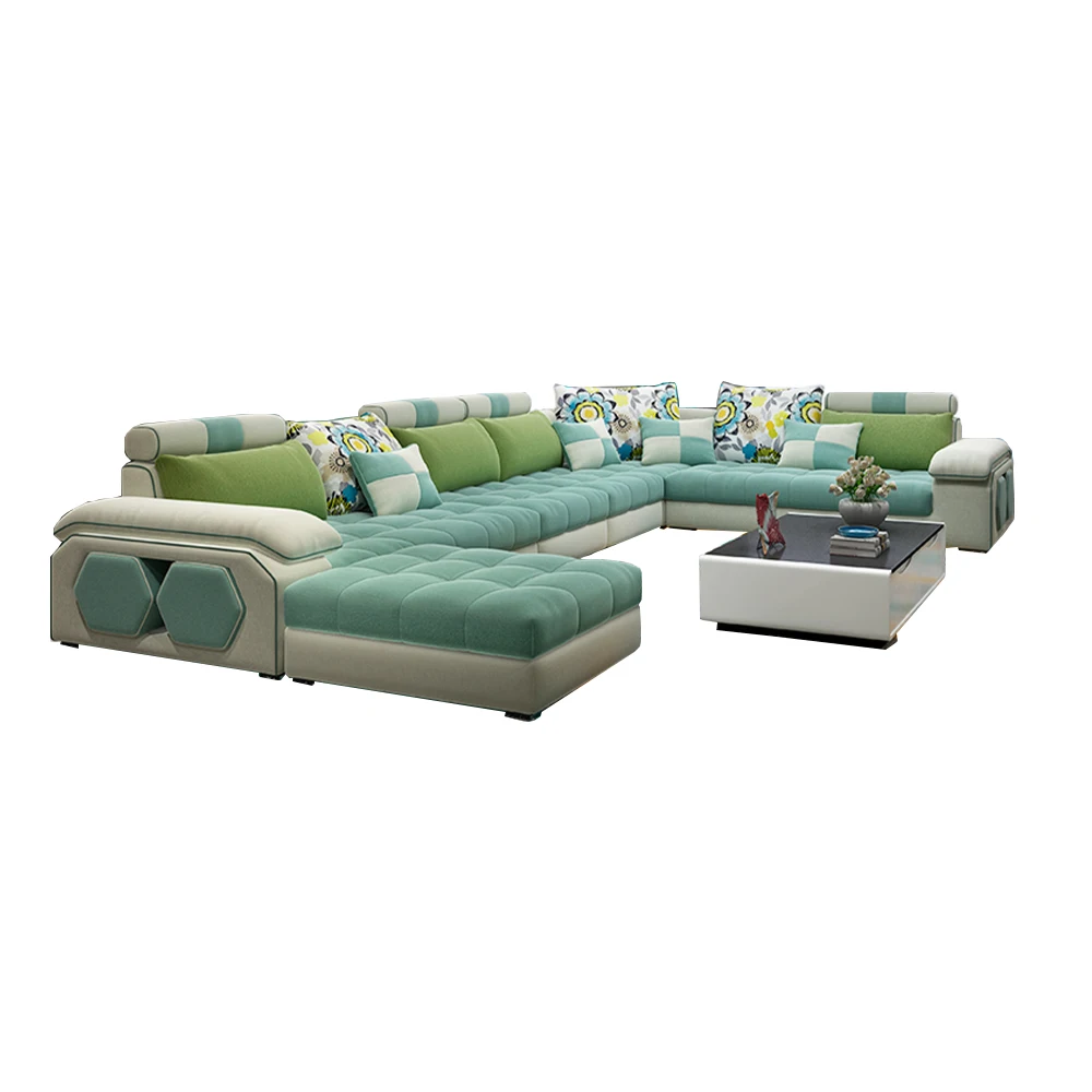 

MANBAS Fabric Big Sofa Set Living Room Furniture Cloth Sofa Modernos Para Sala Sectional Sofa U Shape Corner Couch Grandes Salon