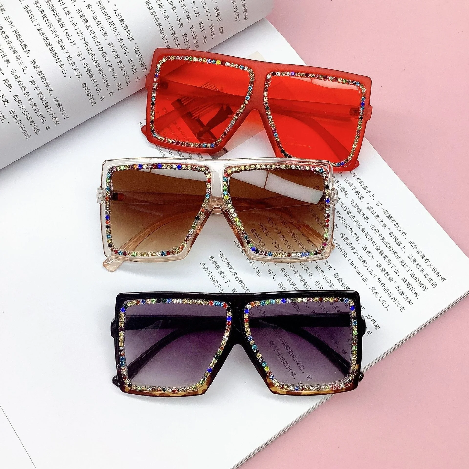 

sunglasses Trapezoidal chain personalized fashion children's modeling children's sunglasses