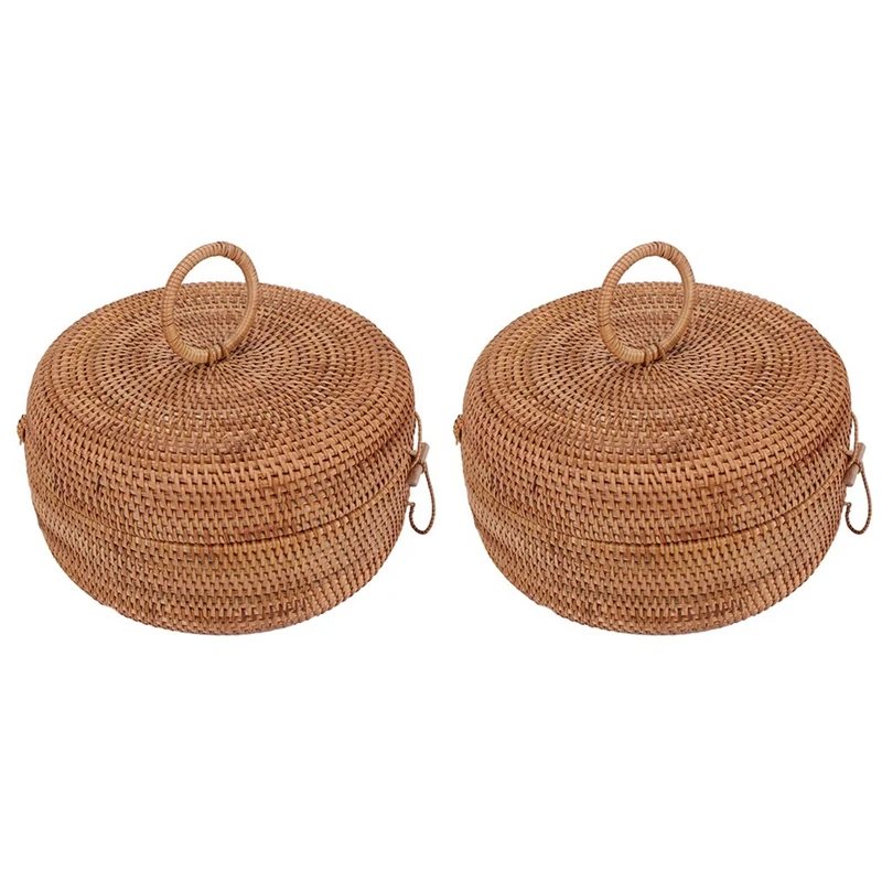 

2 шт., плетеная корзина из ротанга для фруктов, с крышкой
