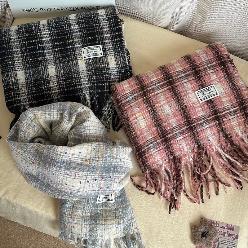 Имитация кашемира женский шарф зимний консервативный стиль винтажный клетчатый