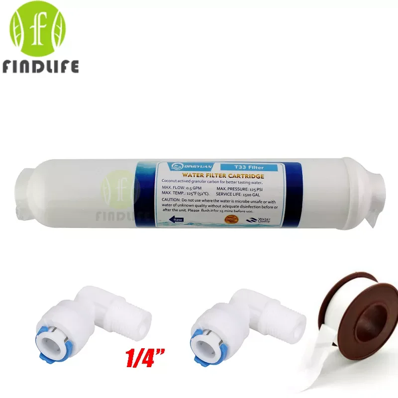 

10 Inch T33 with 2pcs fitting Water Purifier INLINE COCONUT Carbon Post WATER FILTER 5MICRON CARBON FILTER FOR REVERSE OSMOSIS