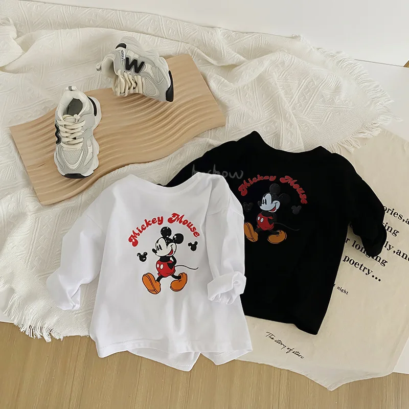 

Kids Clothes Baby Boys Cute Cartoon Mickey Mouse T Shirts Toddler Girl Kawaii Long Sleeve Tees Cotton T-shirt Base Shirt 1-6y