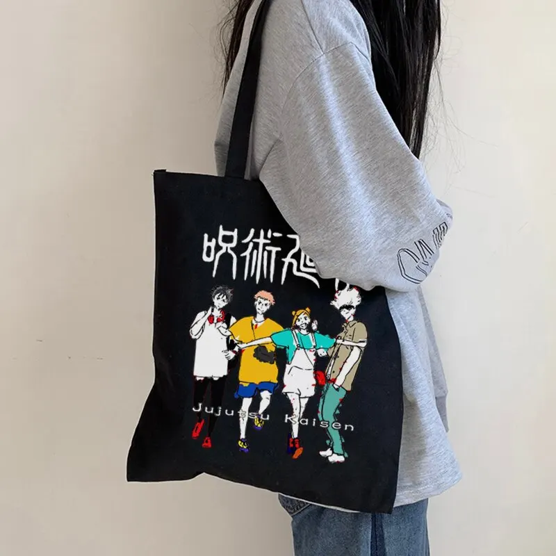 

Сумка-тоут женская холщовая, саквояж на плечо в японском стиле аниме, вместительная сумочка для покупок в винтажном стиле Харадзюку