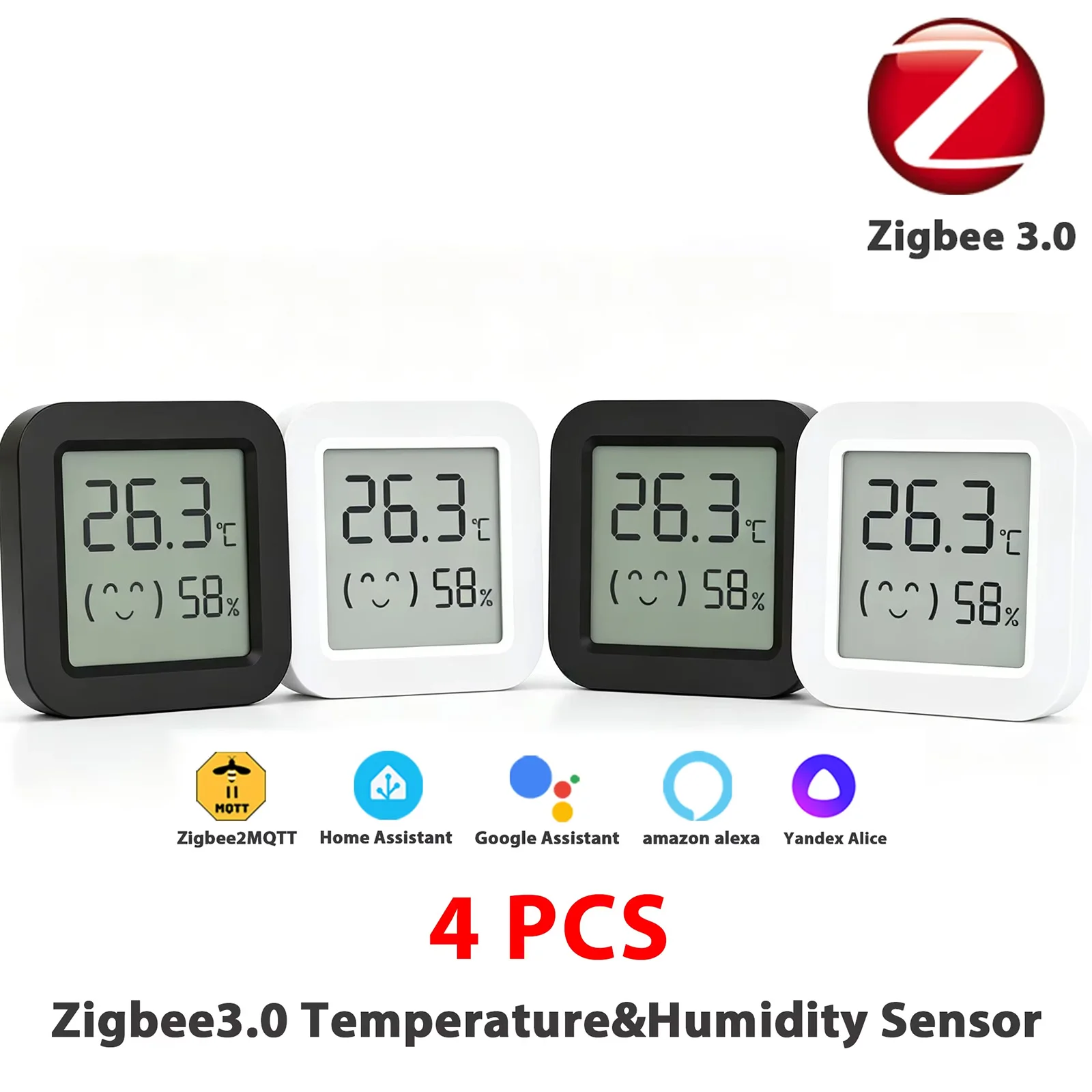Фото Датчик температуры и влажности Zigbee для умного дома с LCD-экраном, совместим с Tuya, Alexa, Google Home, Smart Life, Tuya Smart, Yandex. №1