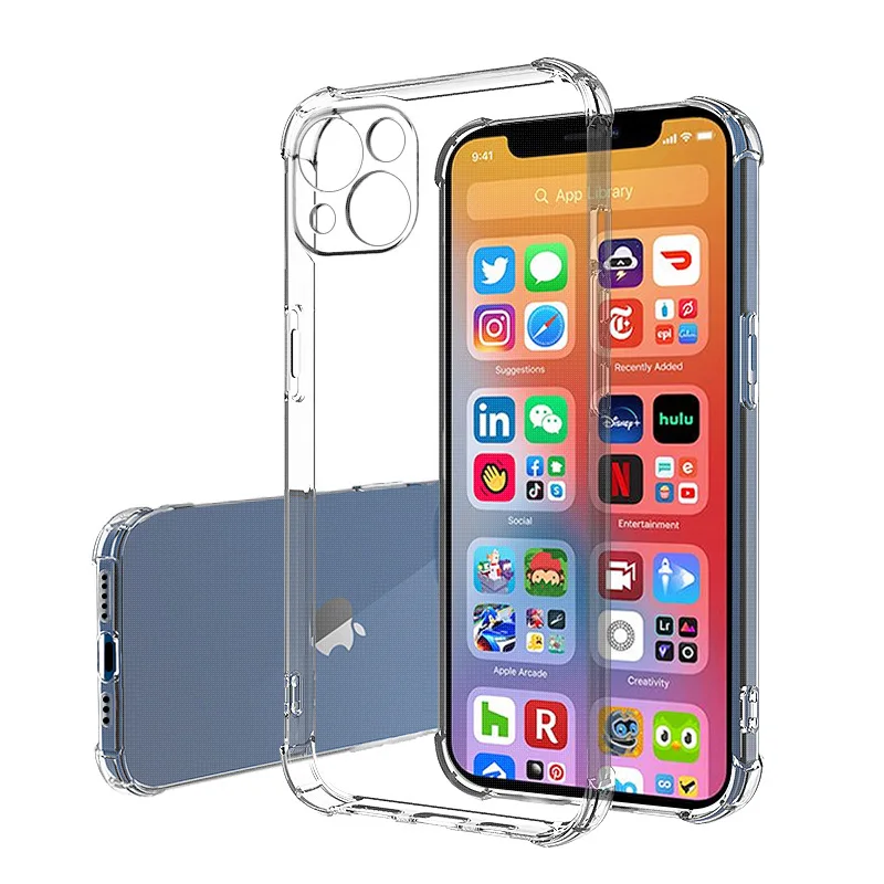 

Shockproof Soft Silicone Transparent Clear Phone Case For Iphone 13 ProMax 13Pro 13Mini, iphone 13 case