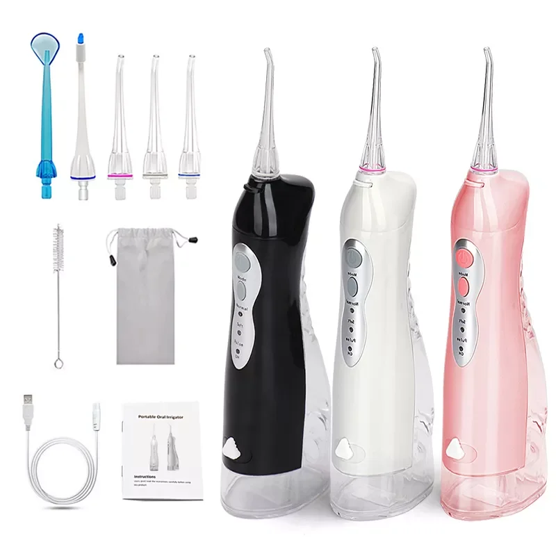 

Portable Oral Irrigation USB Rechargeable Water Floss Lrrigator 260ml Dental Water Tooth Lrrigator Dental Water Jet +5 Nozzle