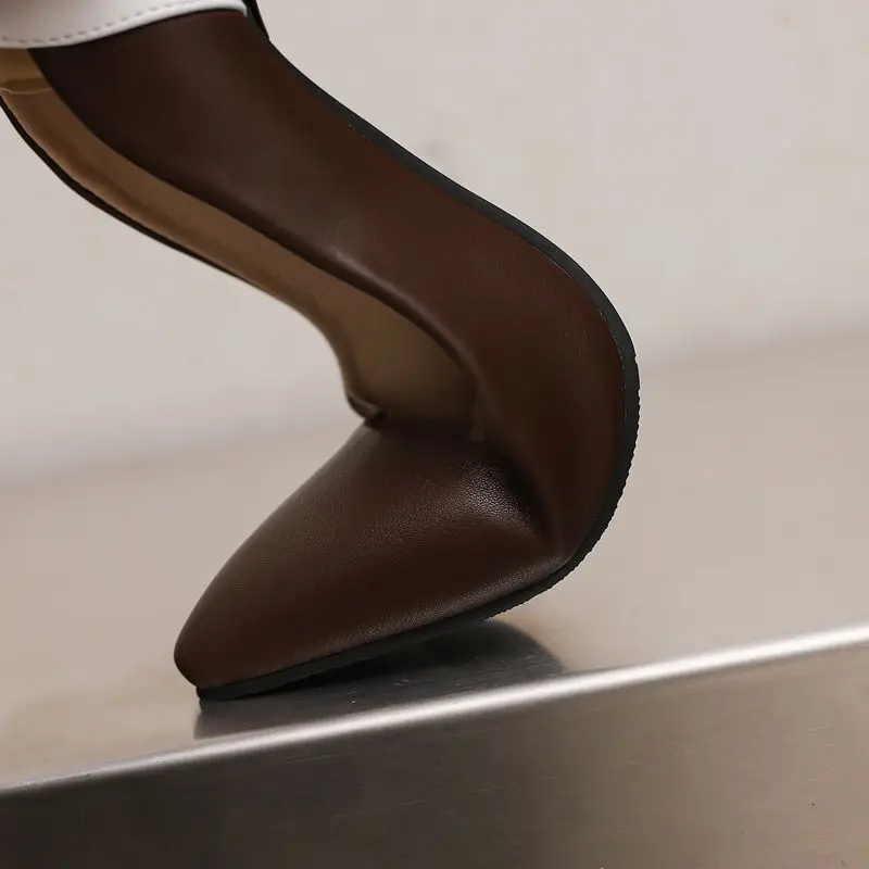 Туфли-лодочки REAVE CAT коричневые женские, с острым носком, на шпильке 10,5 см, разноцветные, без застежки, большие размеры 47, 48, 49, 50, сексуальные туфли для свиданий и вечеринок (art.: 3920d87caae92) - 3920d87caae92