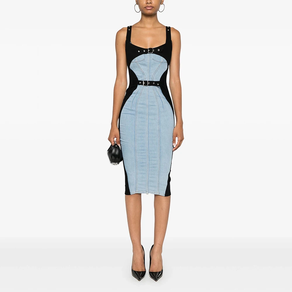 Женская джинсовая юбка из смеси хлопка темпераментная облегающая элегантная для