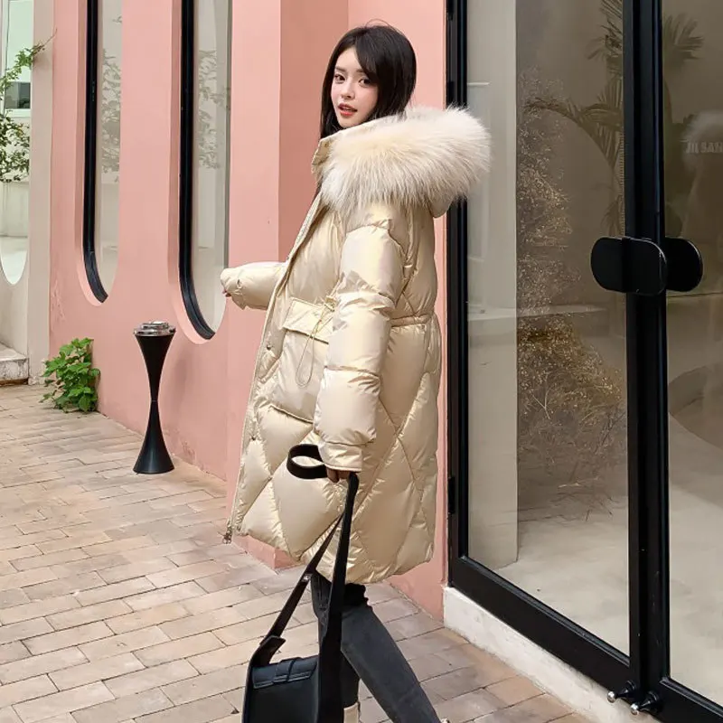 Winter Jacket Women 2022 Padded Hooded Quilted Jacket Korean Drawstring Pocket Long Padded Jacket Plus Size Female Clothing XXL